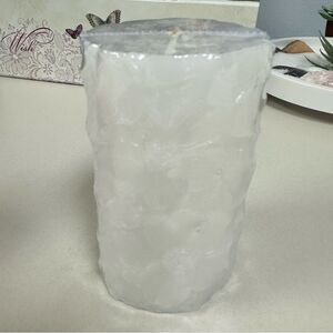 Sullivans White Tall Floral Pillar Candle